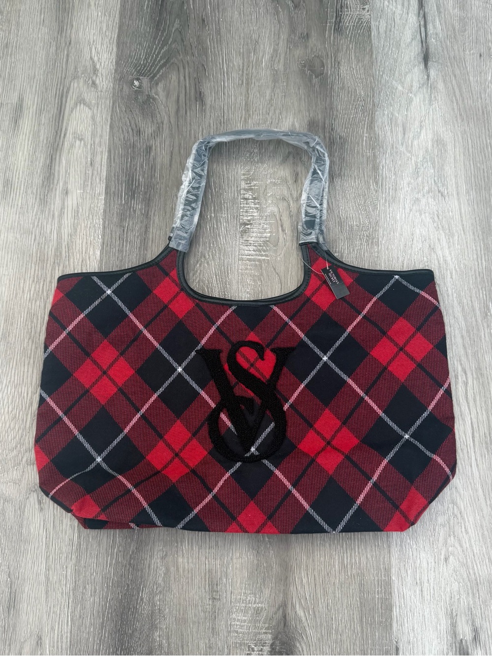 New Women’s Victorias Secret Red Plaid Tote Bag with logo